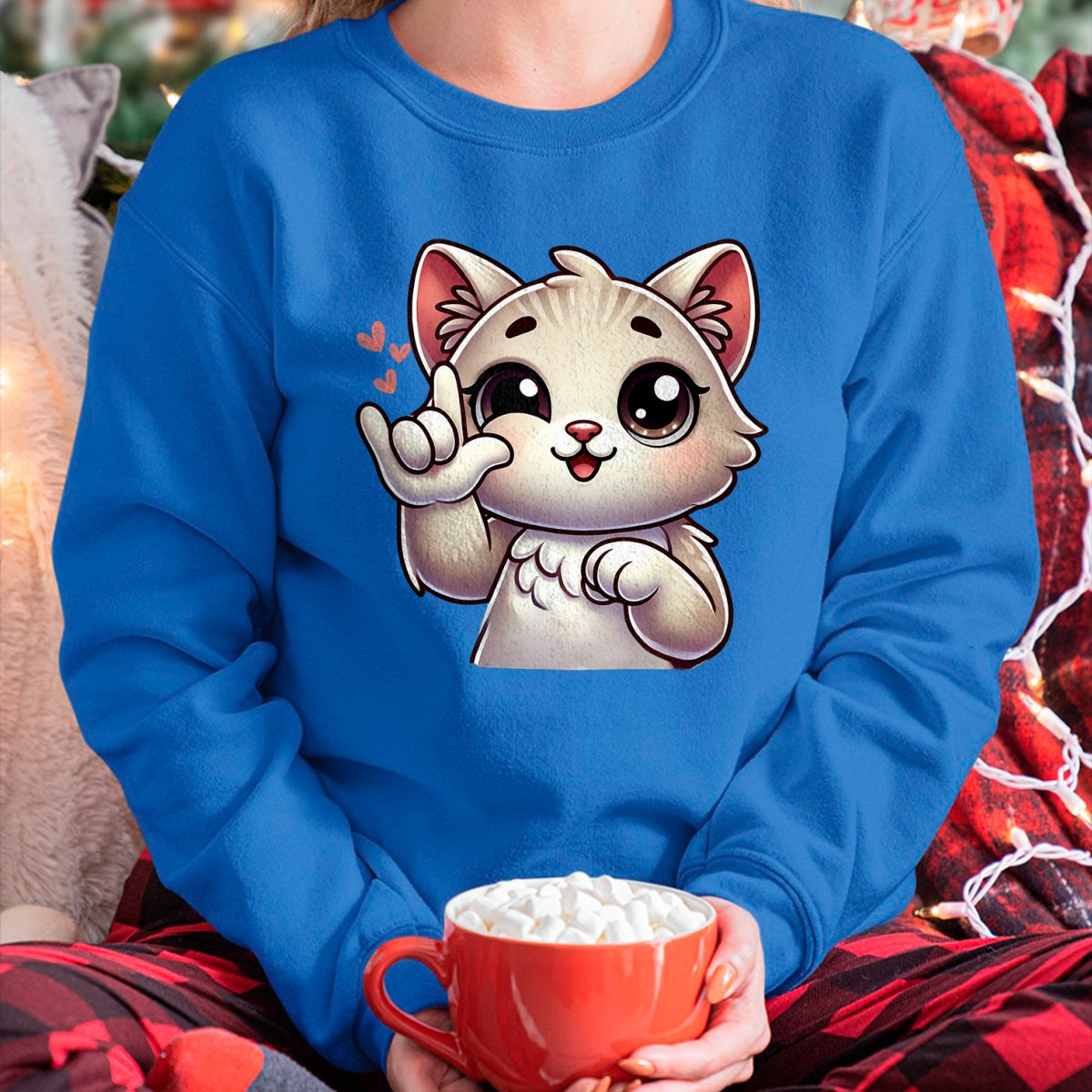 Cat Love Shirt, Funny Cat Lover Gift UnisexT-Shirt/Hoodie/Sweatshirt HLT00 - Kitten Cute Cat Making Love You Hand Sign Language ASL T-Shirt