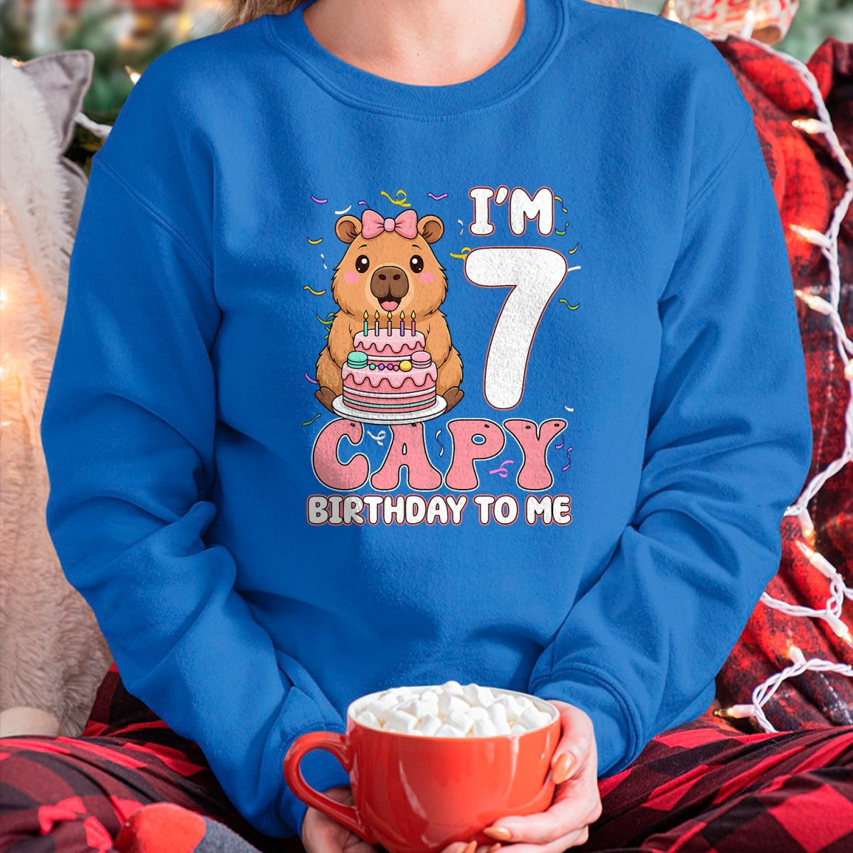 Cute Capybara Shirt, Funny Capybara UnisexT-Shirt/Hoodie/Sweatshirt HLT00 - 7 Years Old Capy Birthday to Me 7th Birthday Capybara Girl T-Shirt