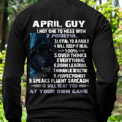 April Guy Wolf T-Shirt – Strong, Loyal and Fearless Birthday Gift - DTSM04 (SKU09-19-04)