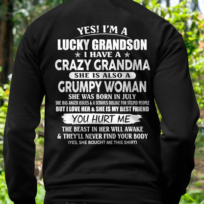 JULY - LUCKY GRANDSON OF CRAZY GRANDMA - PERFECT GIFT FROM GRANDMA - DTSM07 (SKU2607-03-07)