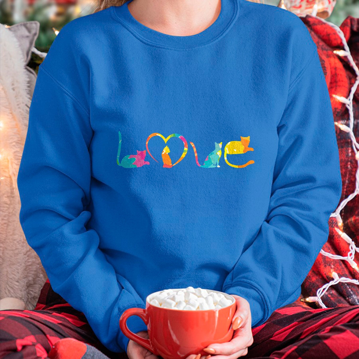 Cat Love Shirt, Funny Cat Lover Gift UnisexT-Shirt/Hoodie/Sweatshirt HLT00 - Love Cats Colorful Watercolor Decoration Cute Cat Toy T-Shirt