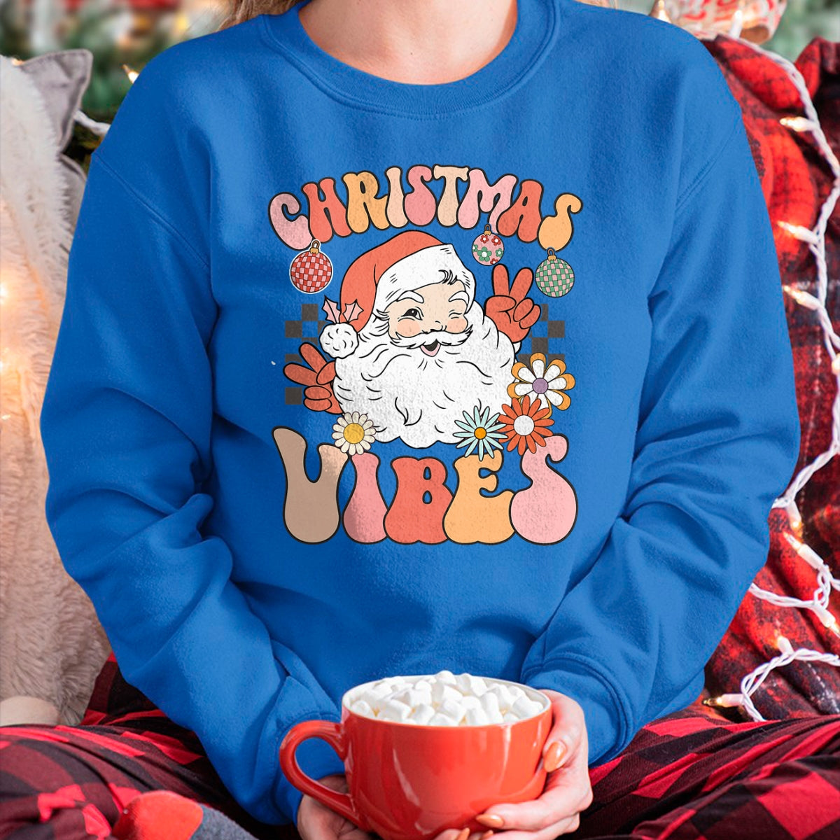 Christmas Shirts for Family, Funny christmas shirts, Christmas Unisex T-Shirt/Hoodie/Sweatshirt HLT00 - Vintage Groovy Santa Claus Christmas Vibes Womens Kids Girls T-Shirt