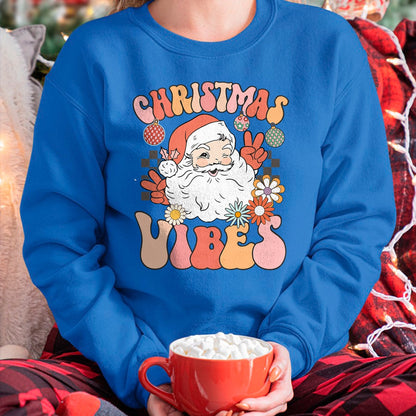 Christmas Shirts for Family, Funny christmas shirts, Christmas Unisex T-Shirt/Hoodie/Sweatshirt HLT00 - Vintage Groovy Santa Claus Christmas Vibes Womens Kids Girls T-Shirt