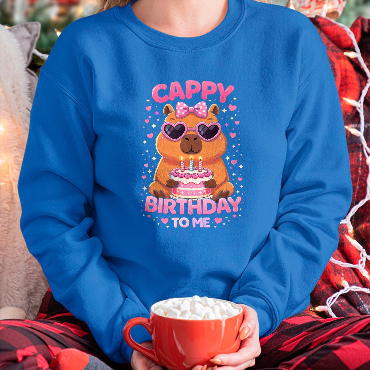 Cute Capybara Shirt, Funny Capybara UnisexT-Shirt/Hoodie/Sweatshirt HLT00 - Cappy Birthday Capybara Birthday to Me Birthday Pink Bow T-Shirt