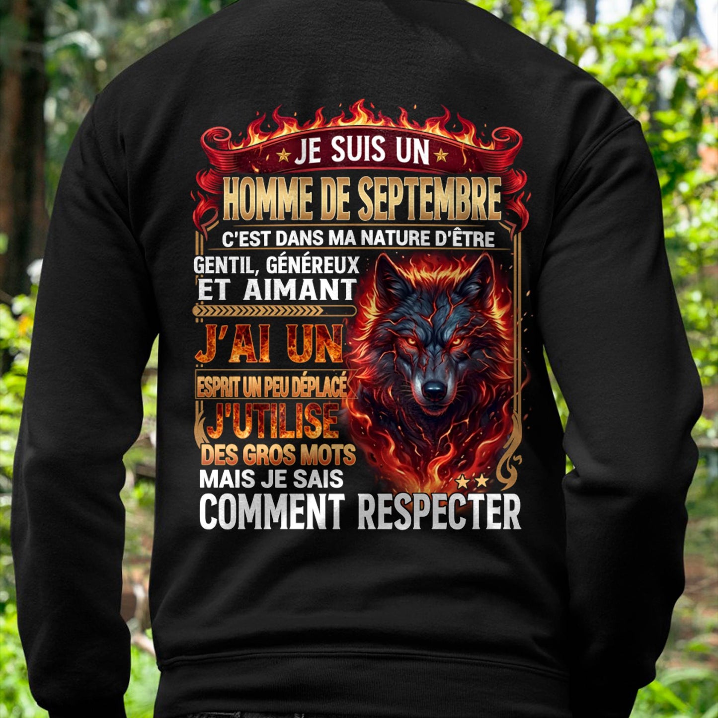 SEPTEMBRE - ESPRIT MALICIEUX MAIS SAIT RESPECTER - T-SHIRT ANNIVERSAIRE HOMME - IMPRESSION DTG PREMIUM - DTSM09 (SKU2604-87-09)