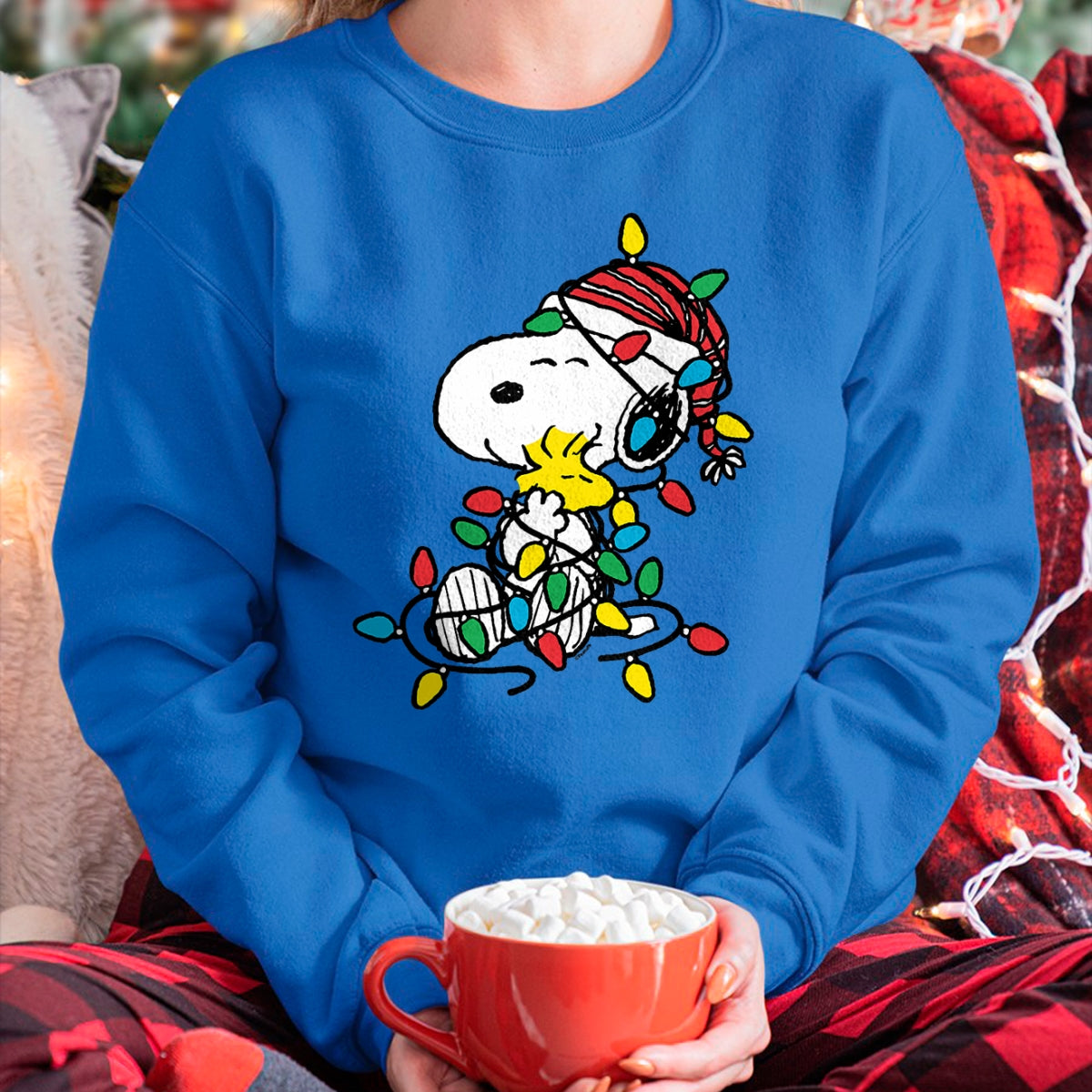 Christmas Shirts for Family, Funny christmas shirts, Christmas Unisex T-Shirt/Hoodie/Sweatshirt HLT00 - Peanuts - Snoopy Woodstock Christmas Lights T-Shirt