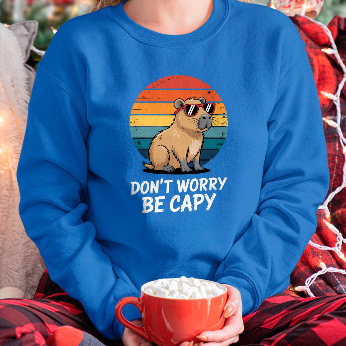 Cute Capybara Shirt, Funny Capybara Unisex T-Shirt/Hoodie/Sweatshirt HLT00 - Don_t Worry Be Capy Relaxed Capybara Lovers Summer Vibes T-Shirt