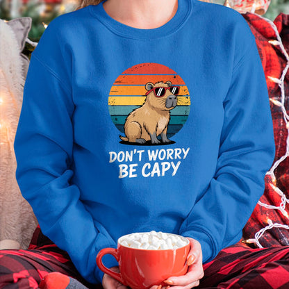 Cute Capybara Shirt, Funny Capybara Unisex T-Shirt/Hoodie/Sweatshirt HLT00 - Don_t Worry Be Capy Relaxed Capybara Lovers Summer Vibes T-Shirt