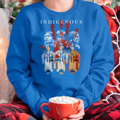 Native American T-Shirts, Vintage Native American Unisex T-Shirt/Hoodie/Sweatshirt HLT00 - Native American Indigenous Red Hand Indian Blood Themed Long Sleeve T-Shirt (1)