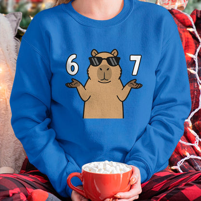 Cute Capybara Shirt, Funny Capybara UnisexT-Shirt/Hoodie/Sweatshirt HLT00 - 67 Meme Capybara Shirt 6 7 Hand Gesture Kids Slang Six Seven T-Shirt