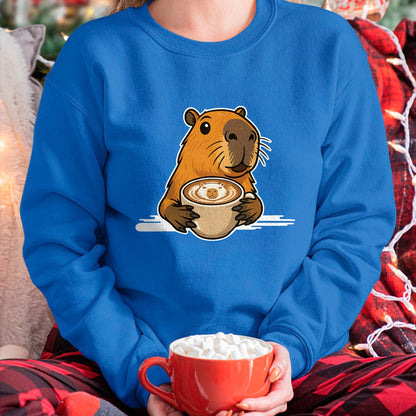 Cute Capybara Shirt, Funny Capybara Unisex T-Shirt/Hoodie/Sweatshirt HLT00 - Capybara Coffee Lover Latte Art Funny Capybara T-Shirt