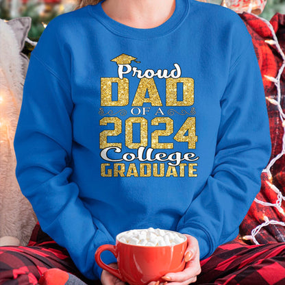 Gift for Dad Shirt, Funny Dad Unisex T-Shirt/Hoodie/Sweatshirt HLT00 – Proud Dad Of 2024 Graduate College Shirt Graduation T-Shirt