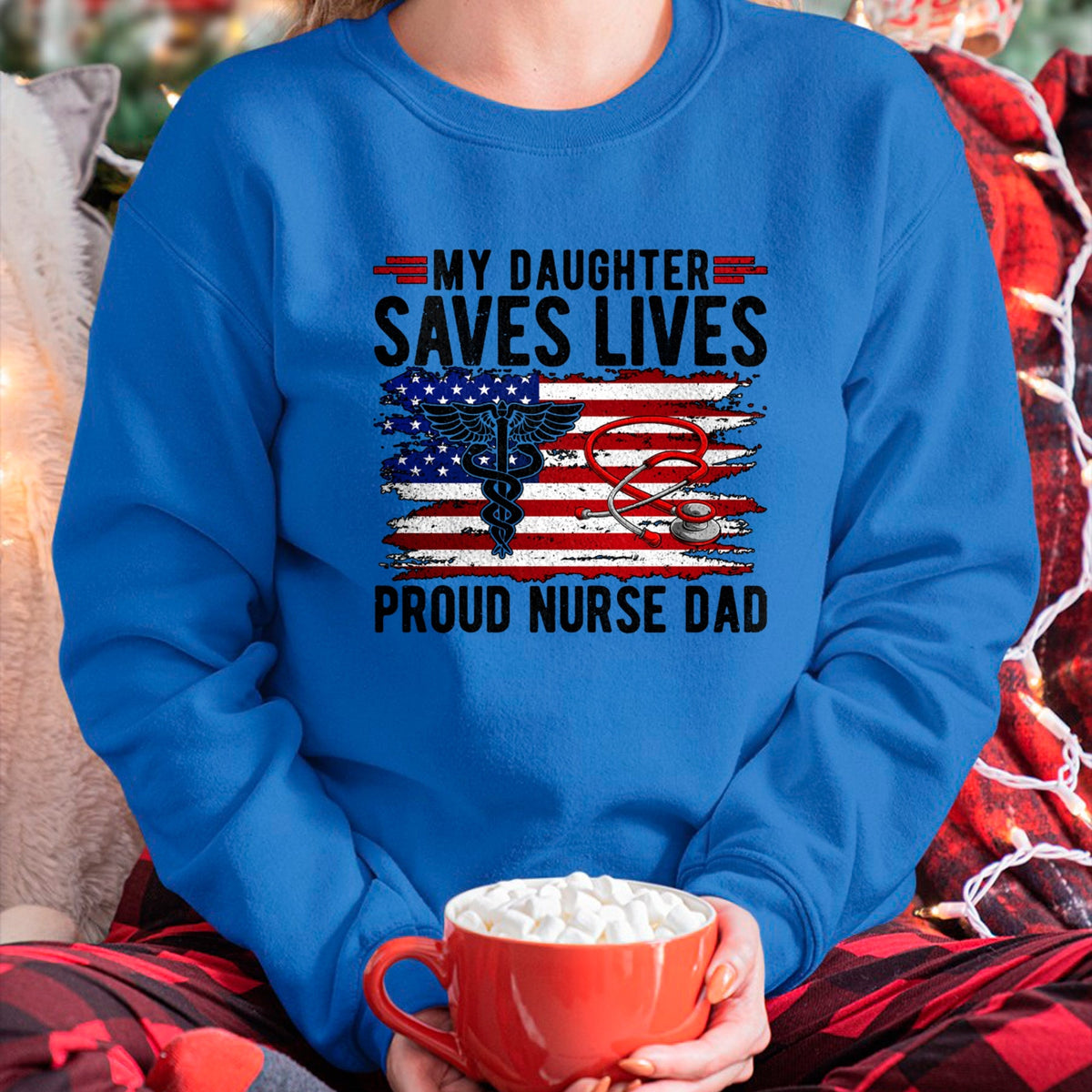 Gift for Dad Shirt, Funny Dad Unisex T-Shirt/Hoodie/Sweatshirt HLT00 – My Daughter Saves Lives Proud Nurse Dad Of A Nurse Father Long Sleeve T-Shirt
