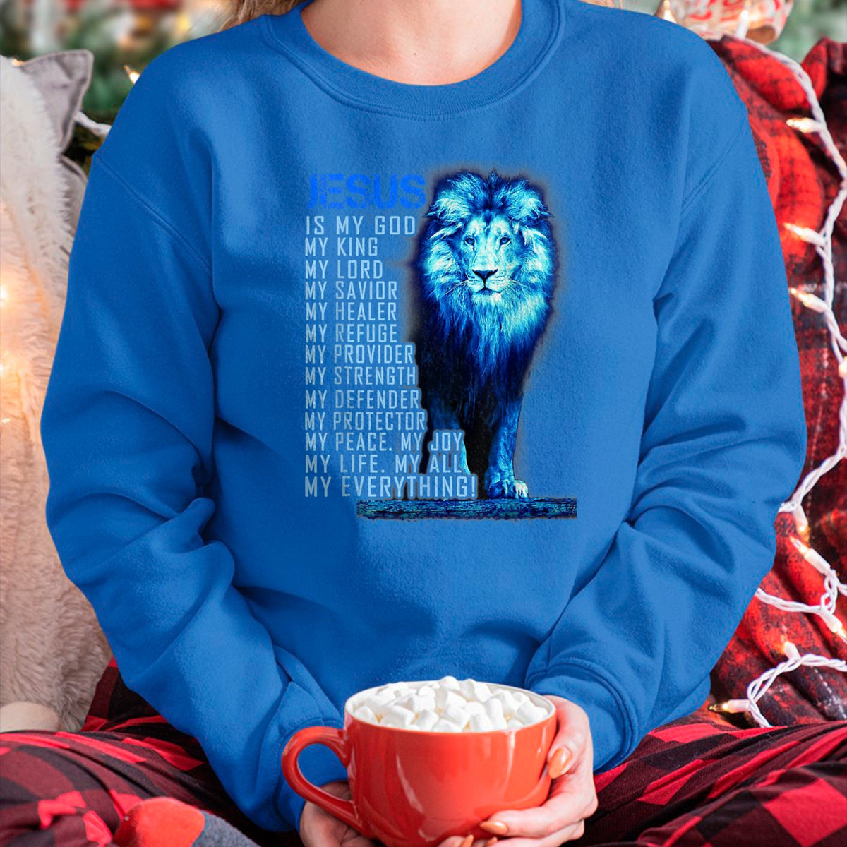 Christian Tee, Christian Faith Unisex T-Shirt/Hoodie/Sweatshirt HLT00 - Lion Christian Jesus Is My God King, Lord, and Savior T-Shirt