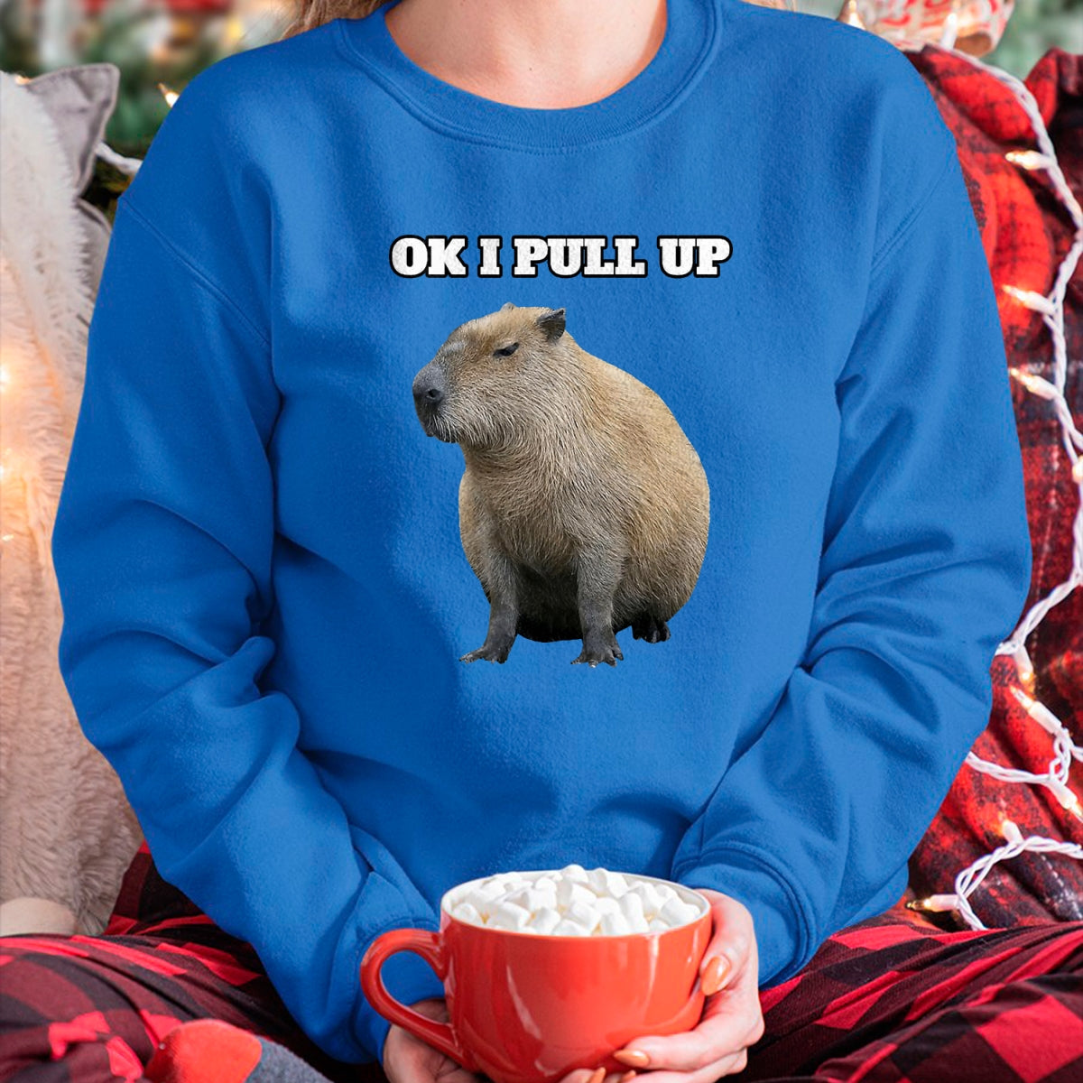 Cute Capybara Shirt, Funny Capybara Unisex T-Shirt/Hoodie/Sweatshirt HLT00 - Ok I Pull Up Capybara T-Shirt, Men, Black, Small