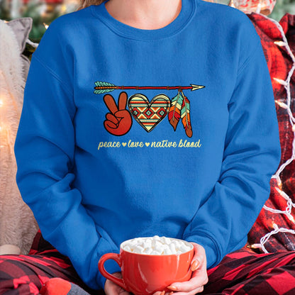 Native American T-Shirts, Vintage Native American Unisex T-Shirt/Hoodie/Sweatshirt HLT00 - Peace Love Native Blood Indigenous People Native American T-Shirt (1) (Copy)