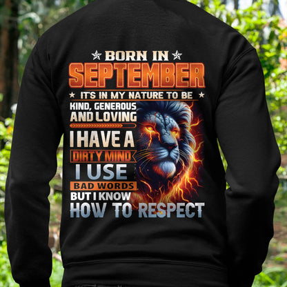 SEPTEMBER - DIRTY MIND BUT KNOWS RESPECT - BIRTHDAY T-SHIRT FOR MEN - DTSM09 (SKU08-84-09)