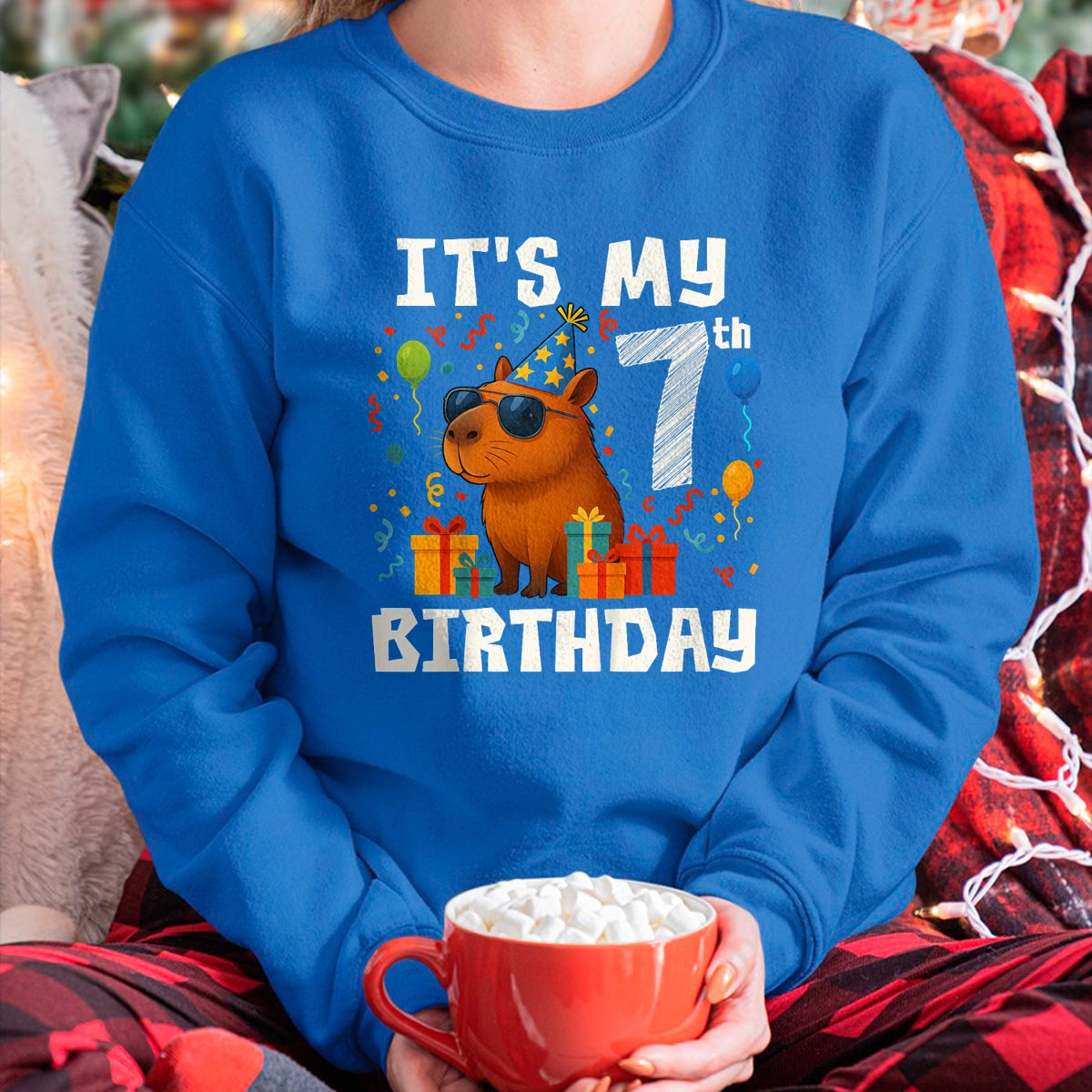 Cute Capybara Shirt, Funny Capybara Unisex T-Shirt/Hoodie/Sweatshirt HLT00 - Its My 7th Birthday 7 Years Old Capybara Gifts Boys T-Shirt
