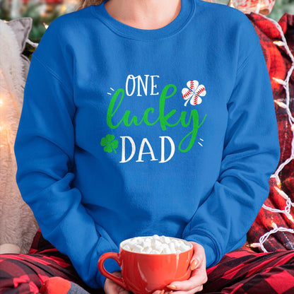 Gift for Dad Shirt, Funny Dad Unisex T-Shirt/Hoodie/Sweatshirt HLT00 – Mens Baseball Dad One Lucky Dad Tee Vintage St Patrick Day Father T-Shirt