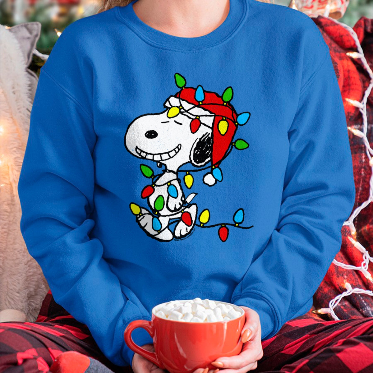 Christmas Shirts for Family, Funny christmas shirts, Christmas Unisex T-Shirt/Hoodie/Sweatshirt HLT00 - Peanuts - Christmas Snoopy X-Mas Lights Long Sleeve T-Shirt