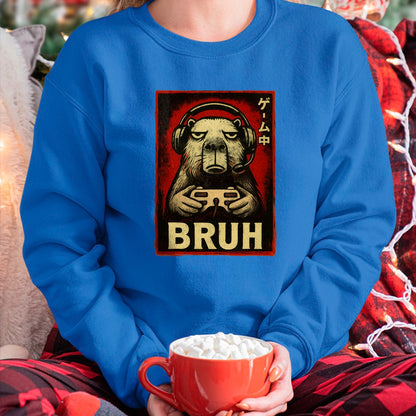 Cute Capybara Shirt, Funny Capybara Unisex T-Shirt/Hoodie/Sweatshirt HLT00 - Funny Capybara Gamer Bruh Graphic Tee Men Boys Teens Gaming T-Shirt