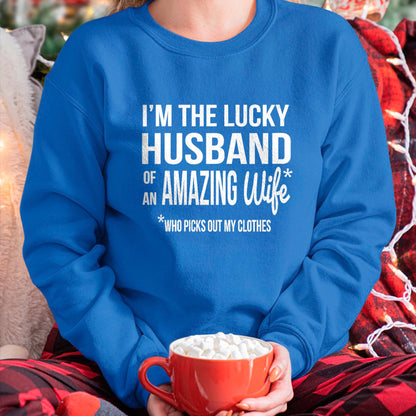 Best Wife Shirt, Wife and Husband Unisex T-Shirt/Hoodie/Sweatshirt HLT00 - Gift for wife T shirt, lucky wife   Womens Lucky Husband Of A Wife Who Picks Out My Clothes V-Neck T