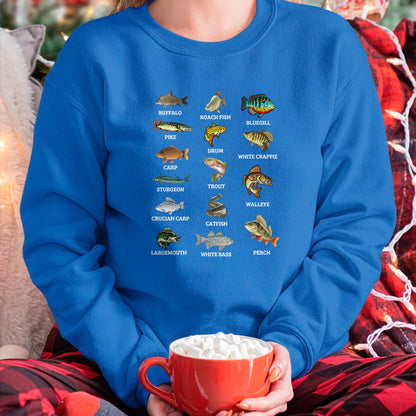 Funny Fishing Shirt, Gift For Fishing Lover Unisex T-Shirt/Hoodie/Sweatshirt HLT00 - Types of Freshwater Fish Species Fishing Fisherman Anglers T-Shirt