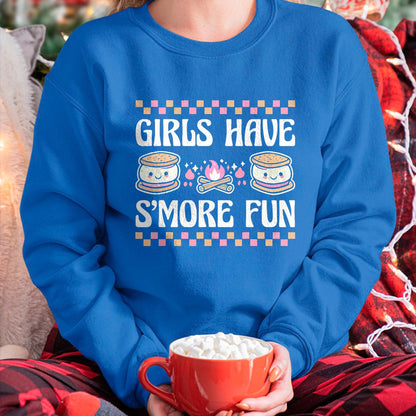 Funny Camping Shirt, Gift For Camping Lover Unisex T-Shirt/Hoodie/Sweatshirt HLT00 - Girls Have Smore Fun Camping Friends Camp Women Girl Kids T-Shirt