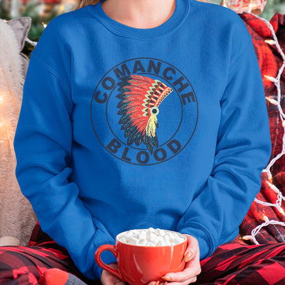 Native American T-Shirts, Vintage Native American Unisex T-Shirt/Hoodie/Sweatshirt HLT00 - American Flag - Comanche Blood Headdress Native American Comanche Tribe T-Shirt