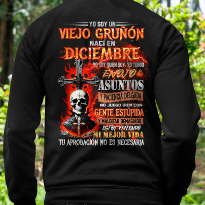 Diciembre - Viejo Gruñón - Camiseta Divertida de Calavera con Problemas de Ira - Regalo Perfecto Para Ti - DTSM12 (SKU26T-01203-12)