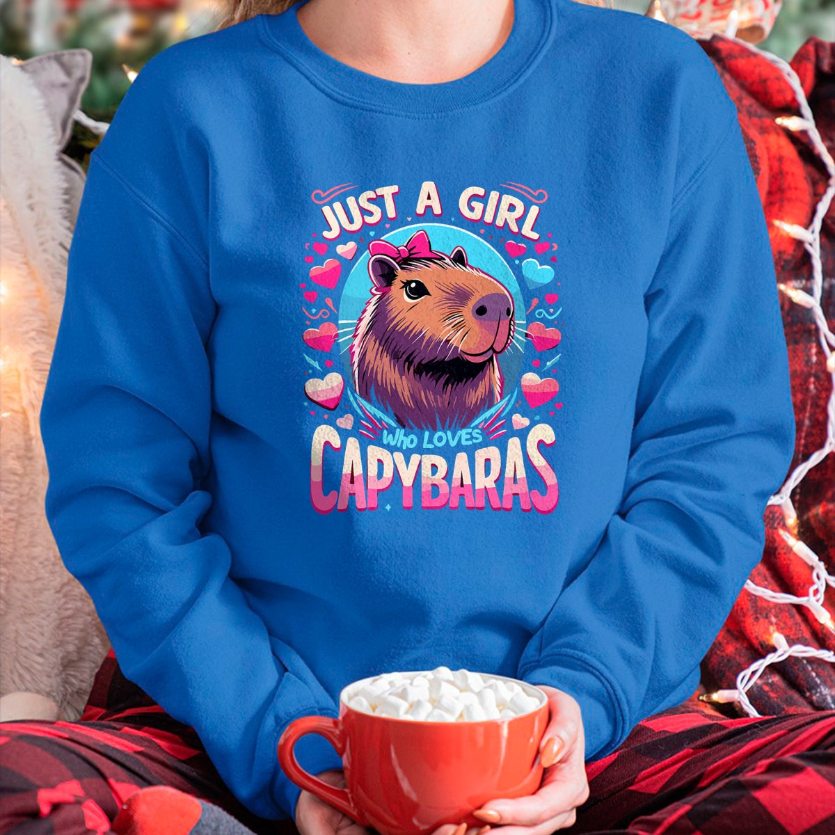 Cute Capybara Shirt, Funny Capybara Unisex T-Shirt/Hoodie/Sweatshirt HLT00 - Just a Girl who Loves Capybaras T-Shirt (2)