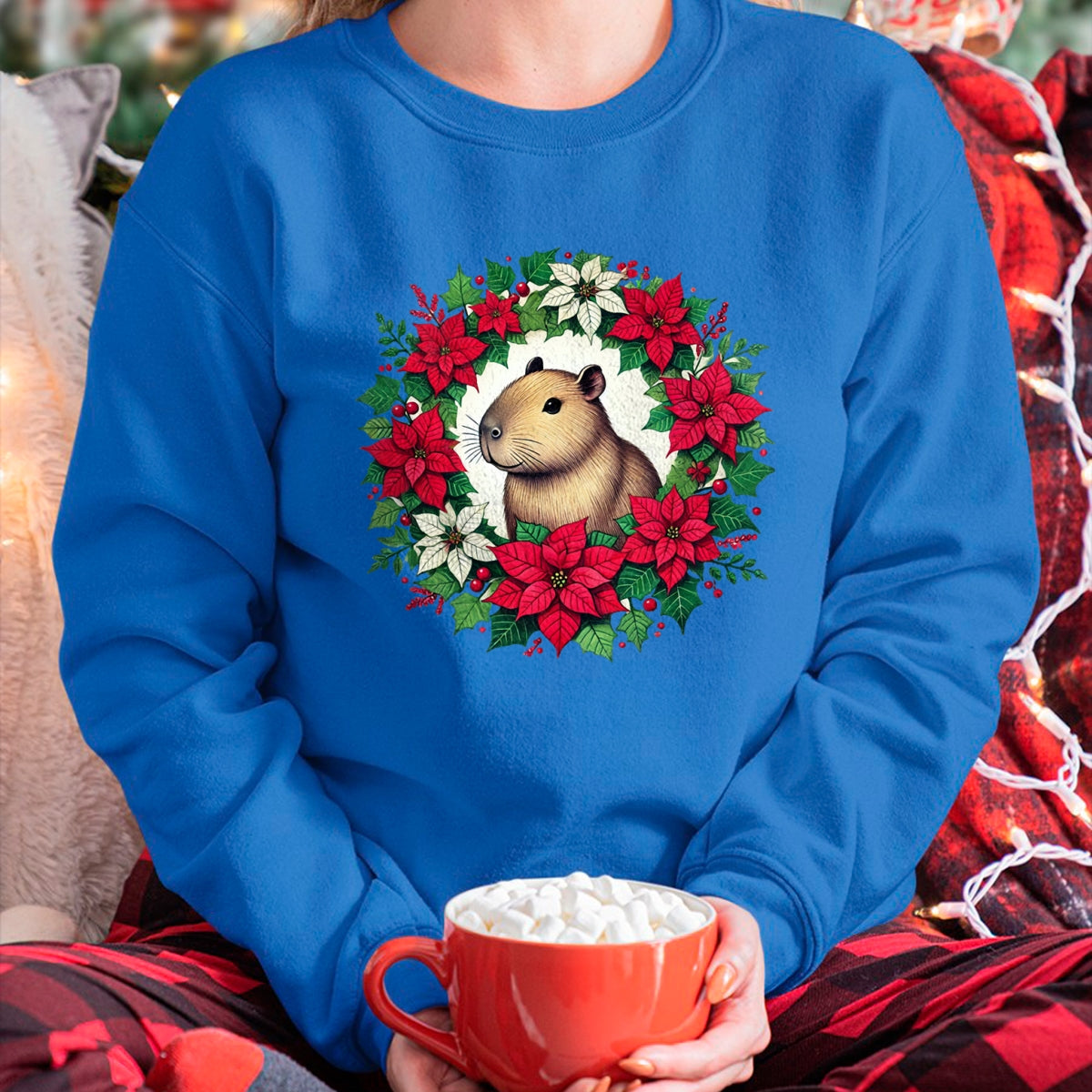 Cute Capybara Shirt, Funny Capybara UnisexT-Shirt/Hoodie/Sweatshirt HLT00 - Capybara Christmas illustration Long Sleeve T-Shirt