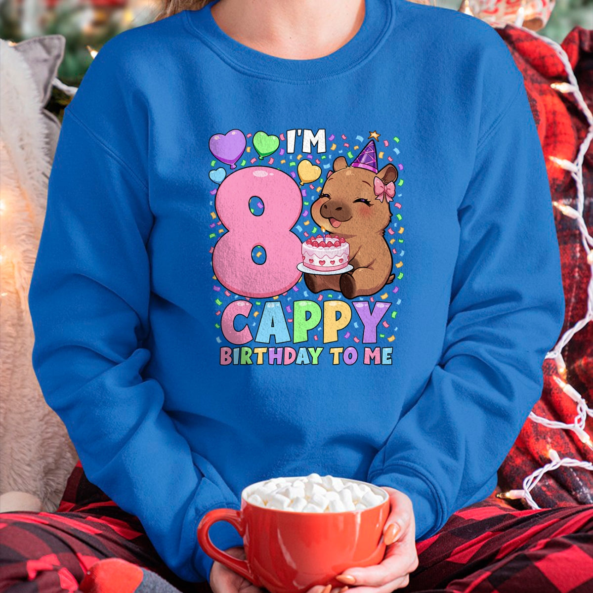 Cute Capybara Shirt, Funny Capybara UnisexT-Shirt/Hoodie/Sweatshirt HLT00 - Capybara Birthday Shirt 8 Kawaii Girl Capybara 8th Birthday T-Shirt