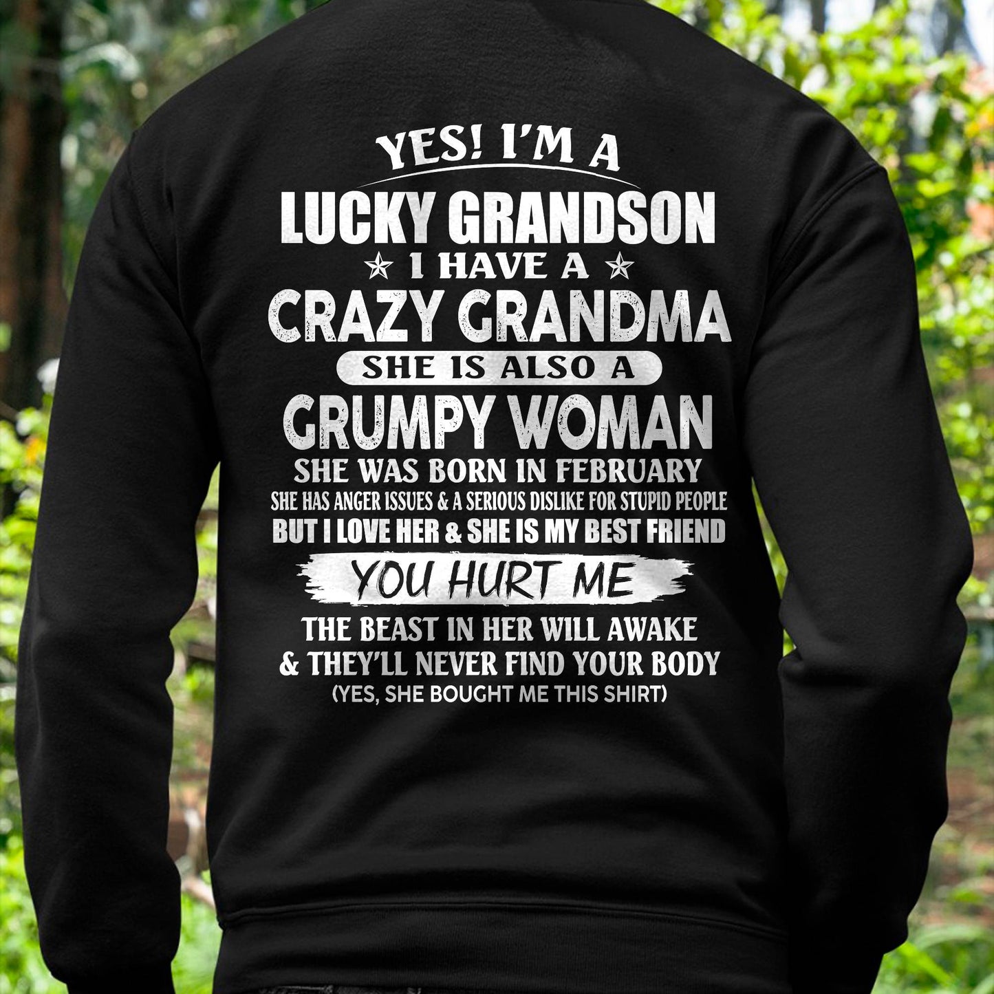 FEBRUARY - LUCKY GRANDSON OF CRAZY GRANDMA - PERFECT GIFT FROM GRANDMA - DTSM02 (SKU2607-03-02)