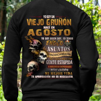 Agosto - Viejo Gruñón - Camiseta Divertida de Calavera con Problemas de Ira - Regalo Perfecto Para Ti - DTSM08 (SKU09-58-08)