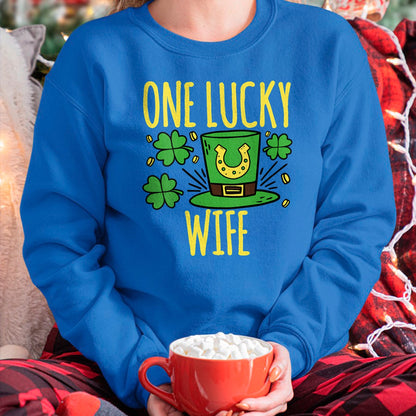 Best Wife Shirt, Wife and Husband Unisex T-Shirt/Hoodie/Sweatshirt HLT00 - Gift for wife T shirt, lucky wife   Womens One Lucky Wife St. Patrick's Day Lucky Wife V-Neck T-Shir