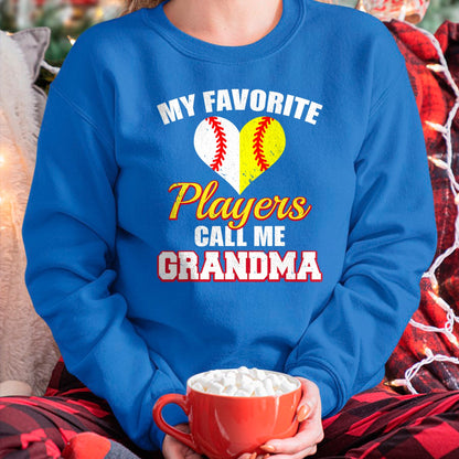 Best Grandma Shirt, Proud Grandma Unisex T-Shirt/Hoodie/Sweatshirt HLT00 - My Favorite Baseball Softball Players Call Me Grandma T-Shirt