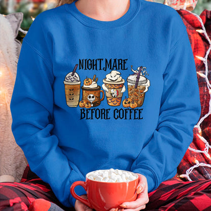 Christmas Shirts for Family, Funny christmas shirts, Christmas Unisex T-Shirt/Hoodie/Sweatshirt HLT00 - Nightmare Before Coffee Pumpkin Spice Halloween Costume T-Shirt