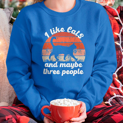 Cat Love Shirt, Funny Cat Lover Gift UnisexT-Shirt/Hoodie/Sweatshirt HLT00 - I Like Cats and Maybe 3 People T-Shirt, Men, Black, 3X-Large