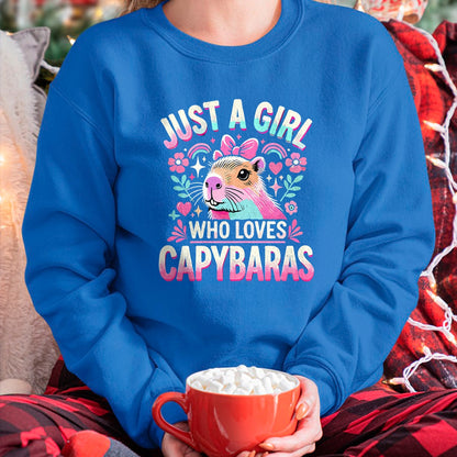 Cute Capybara Shirt, Funny Capybara Unisex T-Shirt/Hoodie/Sweatshirt HLT00 - Capybara Just a Girl who loves Capybaras T-Shirt (3)