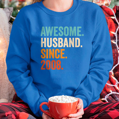 Best Wife Shirt, Wife and Husband Unisex T-Shirt/Hoodie/Sweatshirt HLT00 - Awesome Husband Since 2008 16th wedding anniversary 16 years T-Shirt