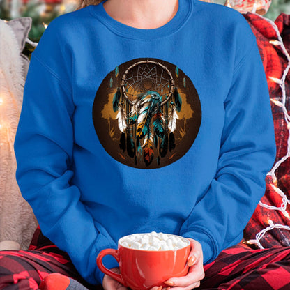 Native American T-Shirts, Vintage Native American Unisex T-Shirt/Hoodie/Sweatshirt HLT00 - Native American Dreamcatcher Indian Design Long Sleeve T-Shirt (1)