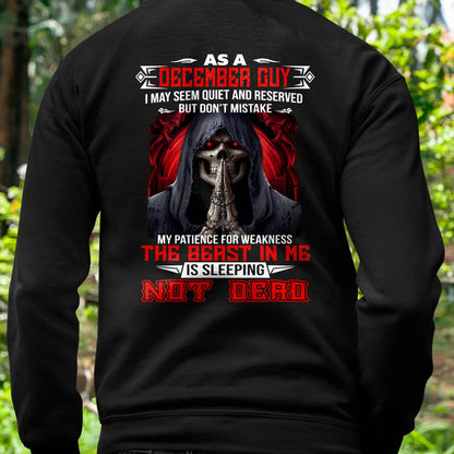 AS A DECEMBER GUY THE BEAST IN ME IS SLEEPING NOT DEAD - BADASS SKULL GIFT FOR MEN - DTSM12 (SKU2606-291-12)