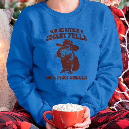 Cute Capybara Shirt, Funny Capybara Unisex T-Shirt/Hoodie/Sweatshirt HLT00 - Capybara Either Smart Fella Fart Smella Funny Men Women Kids T-Shirt