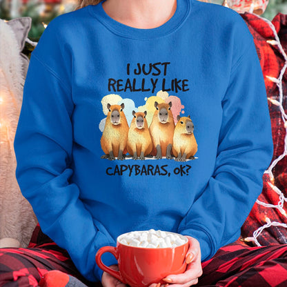 Cute Capybara Shirt, Funny Capybara Unisex T-Shirt/Hoodie/Sweatshirt HLT00 - Funny Capybara Long Sleeve T-Shirt (1)