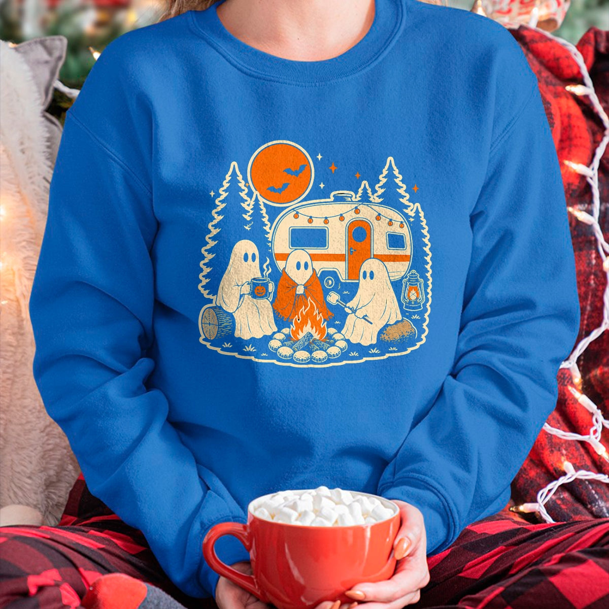 Funny Camping Shirt, Gift For Camping Lover Unisex T-Shirt/Hoodie/Sweatshirt HLT00 - Halloween Camping Ghost Camper Vintage Style T-Shirt