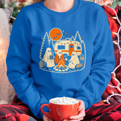 Funny Camping Shirt, Gift For Camping Lover Unisex T-Shirt/Hoodie/Sweatshirt HLT00 - Halloween Camping Ghost Camper Vintage Style T-Shirt