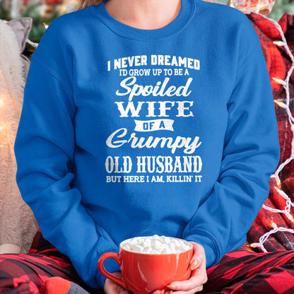 Best Wife Shirt, Wife and Husband Unisex T-Shirt/Hoodie/Sweatshirt HLT00 - Gift for wife T shirt, spoiled wife   I Never Dreamed I'd Grow Up To Be A Spoiled Wife Pullover Hood (6)