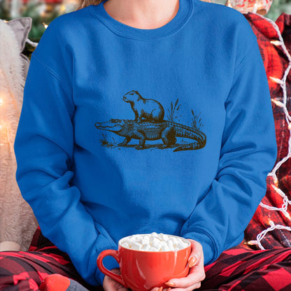 Cute Capybara Shirt, Funny Capybara Unisex T-Shirt/Hoodie/Sweatshirt HLT00 - Funny Capybara Riding an Alligator Men Women Capybara T-Shirt