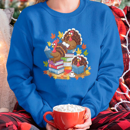 Best Thanksgiving Family Shirt , Funny Thanksgiving UnisexT-Shirt/Hoodie/Sweatshirt HLT00 - Turkey Reading Books Fall Season Thanksgiving Teacher Book T-Shirt